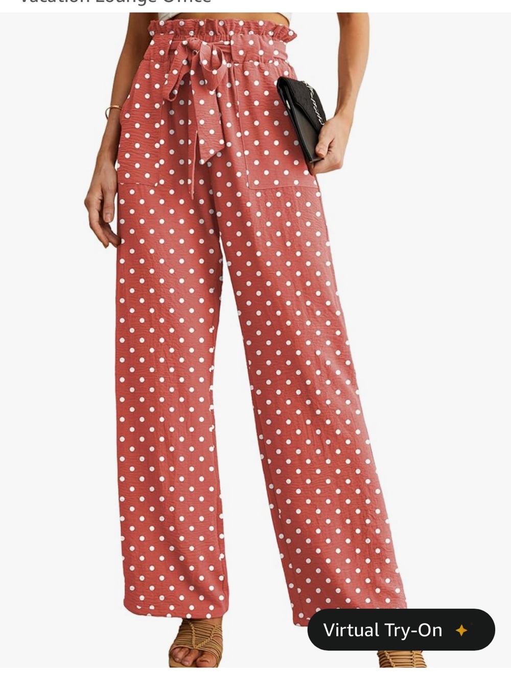 Wide Leg Polka Dot Pants - Coral with White Dots